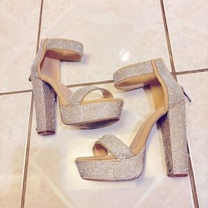 Elegant Rhinestone Platform Heels